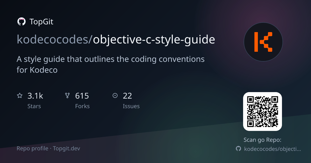 TopGit repo profile image for kodecocodes/objective-c-style-guide