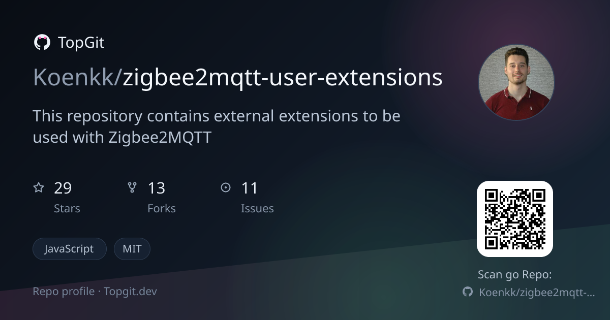TopGit repo profile image for Koenkk/zigbee2mqtt-user-extensions