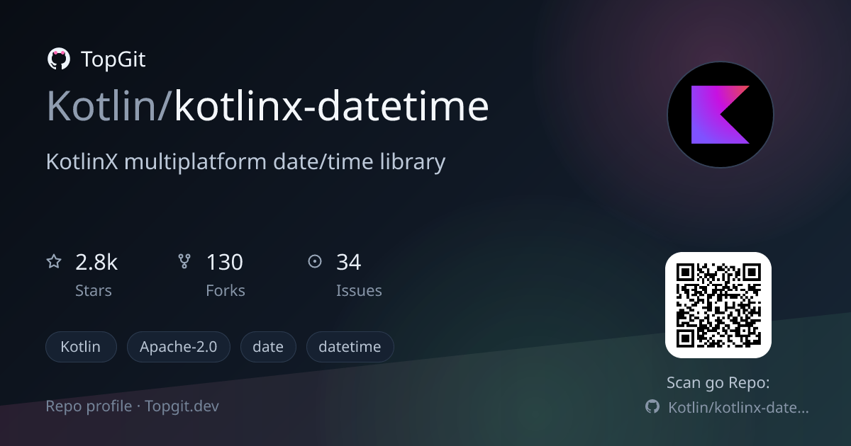 TopGit repo profile image for Kotlin/kotlinx-datetime