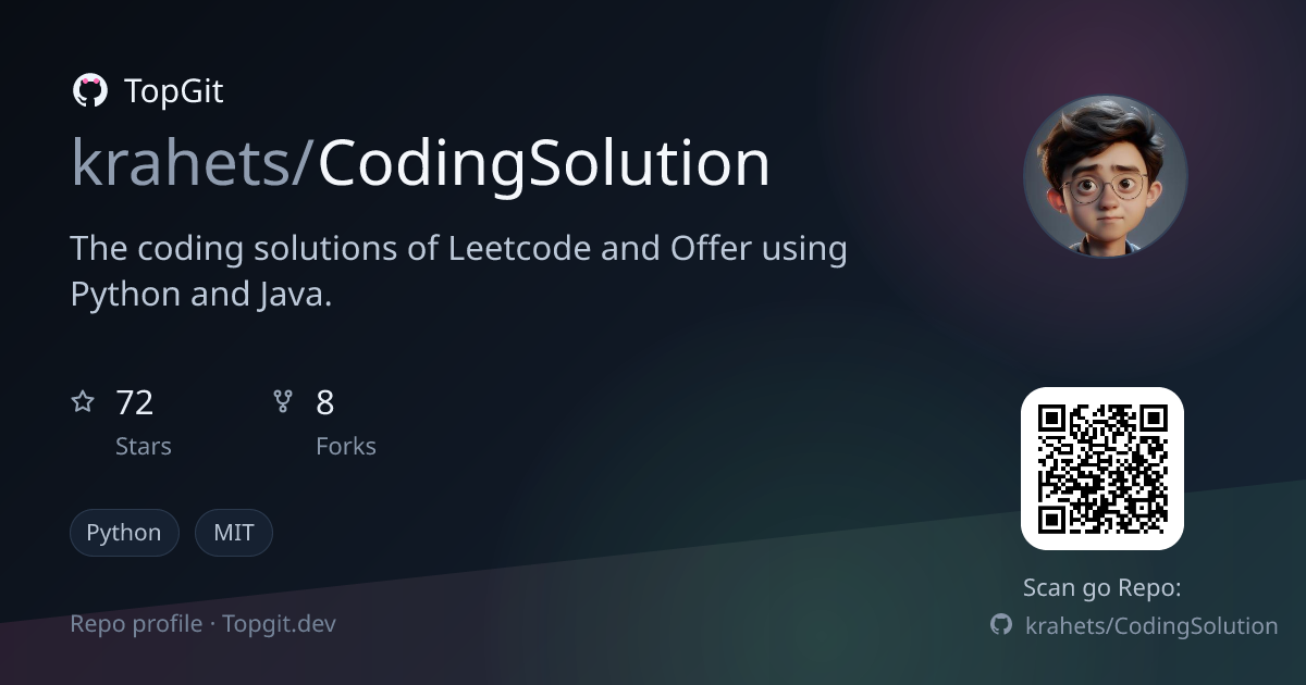 TopGit repo profile image for krahets/CodingSolution