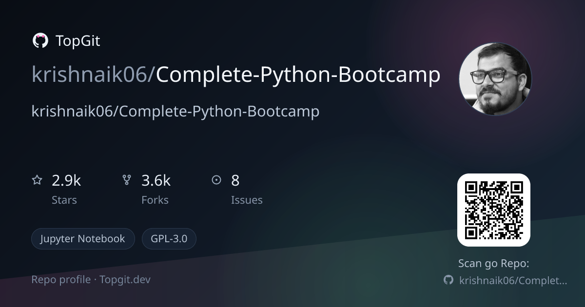 TopGit repo profile image for krishnaik06/Complete-Python-Bootcamp