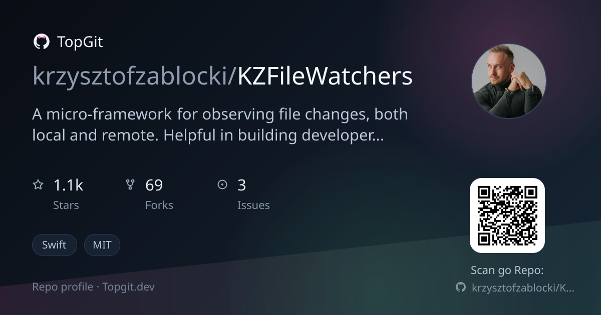 TopGit repo profile image for krzysztofzablocki/KZFileWatchers