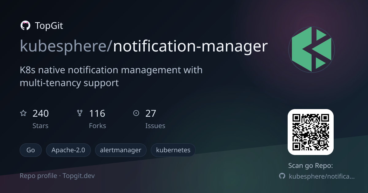 TopGit repo profile image for kubesphere/notification-manager