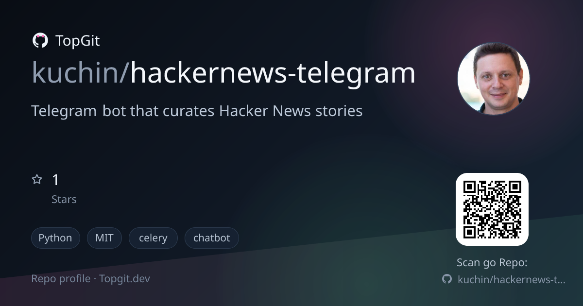 TopGit repo profile image for kuchin/hackernews-telegram