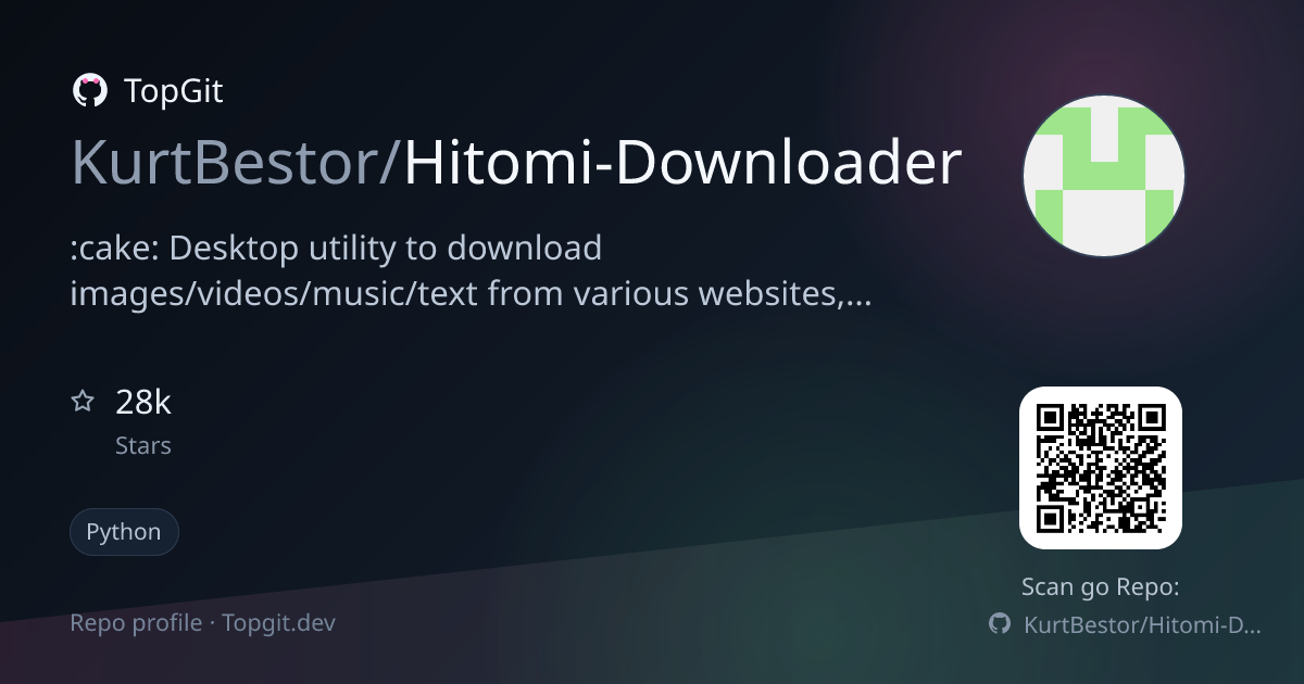 TopGit repo profile image for KurtBestor/Hitomi-Downloader