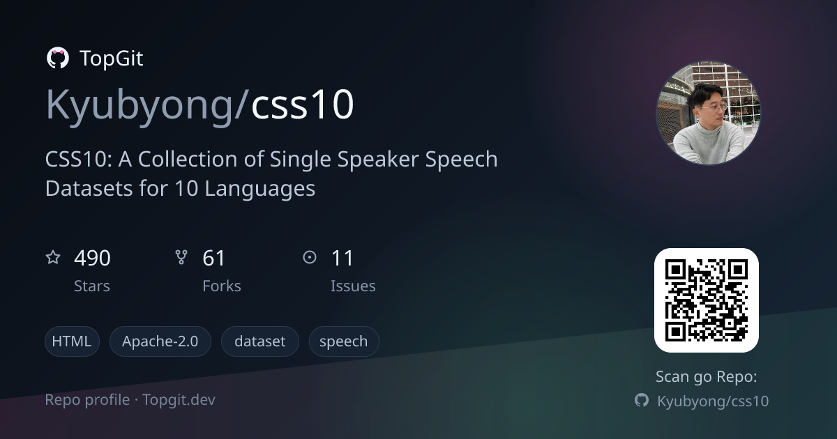 TopGit repo profile image for Kyubyong/css10