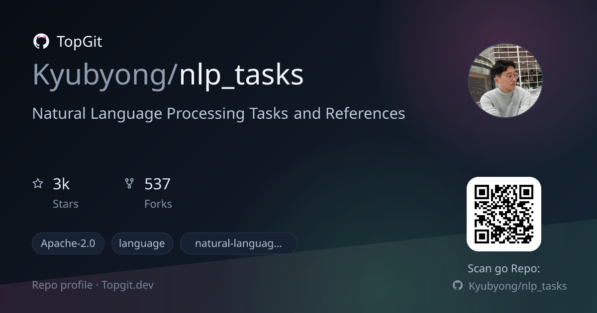 TopGit repo profile image for Kyubyong/nlp_tasks