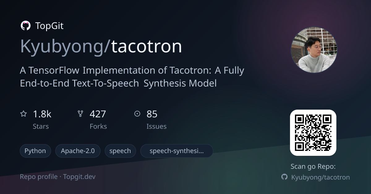 TopGit repo profile image for Kyubyong/tacotron