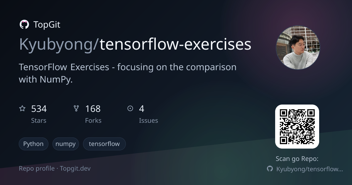 TopGit repo profile image for Kyubyong/tensorflow-exercises