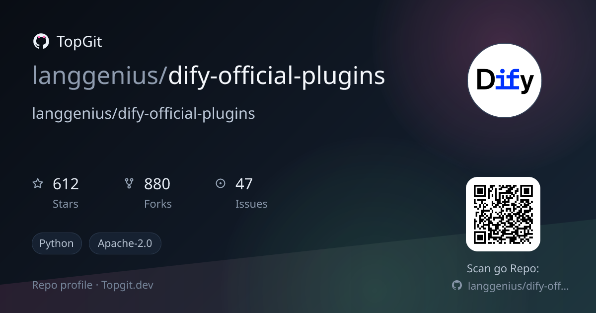 TopGit repo profile image for langgenius/dify-official-plugins
