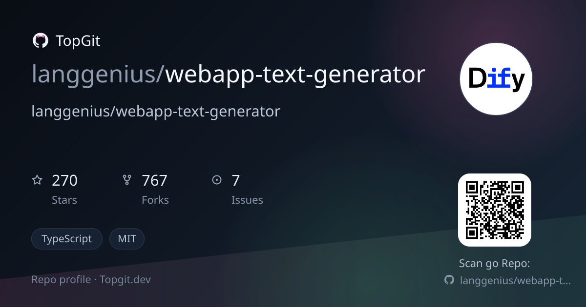 TopGit repo profile image for langgenius/webapp-text-generator