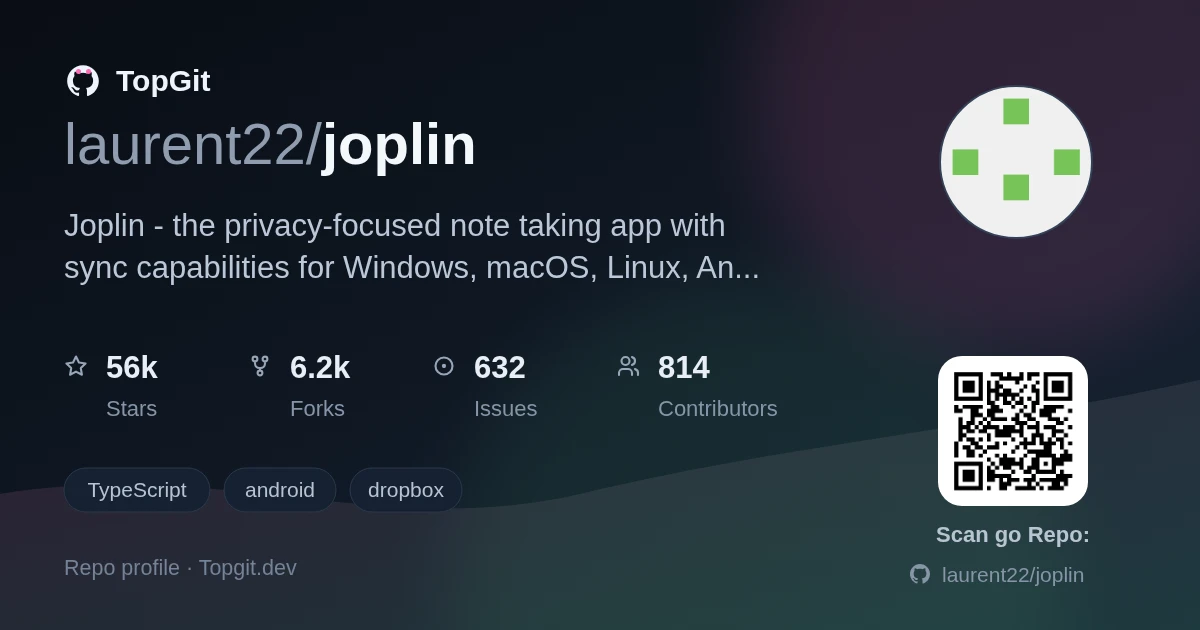 TopGit repo profile image for laurent22/joplin