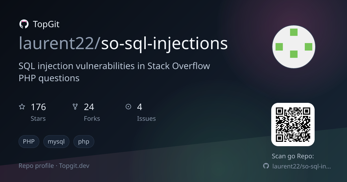 TopGit repo profile image for laurent22/so-sql-injections