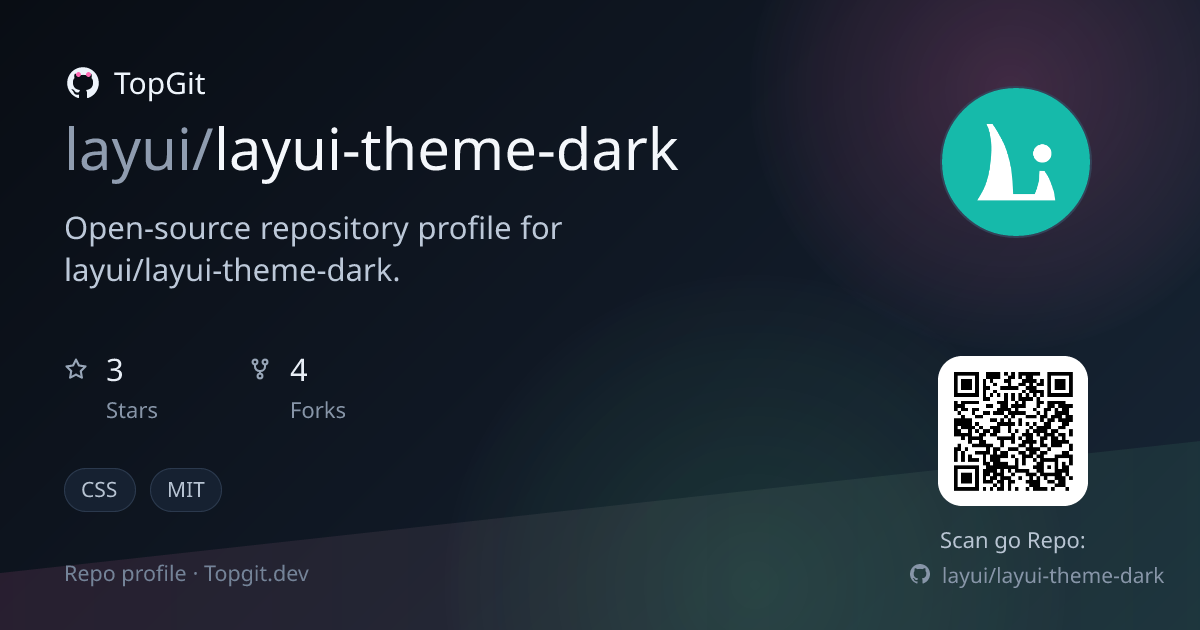 TopGit repo profile image for layui/layui-theme-dark