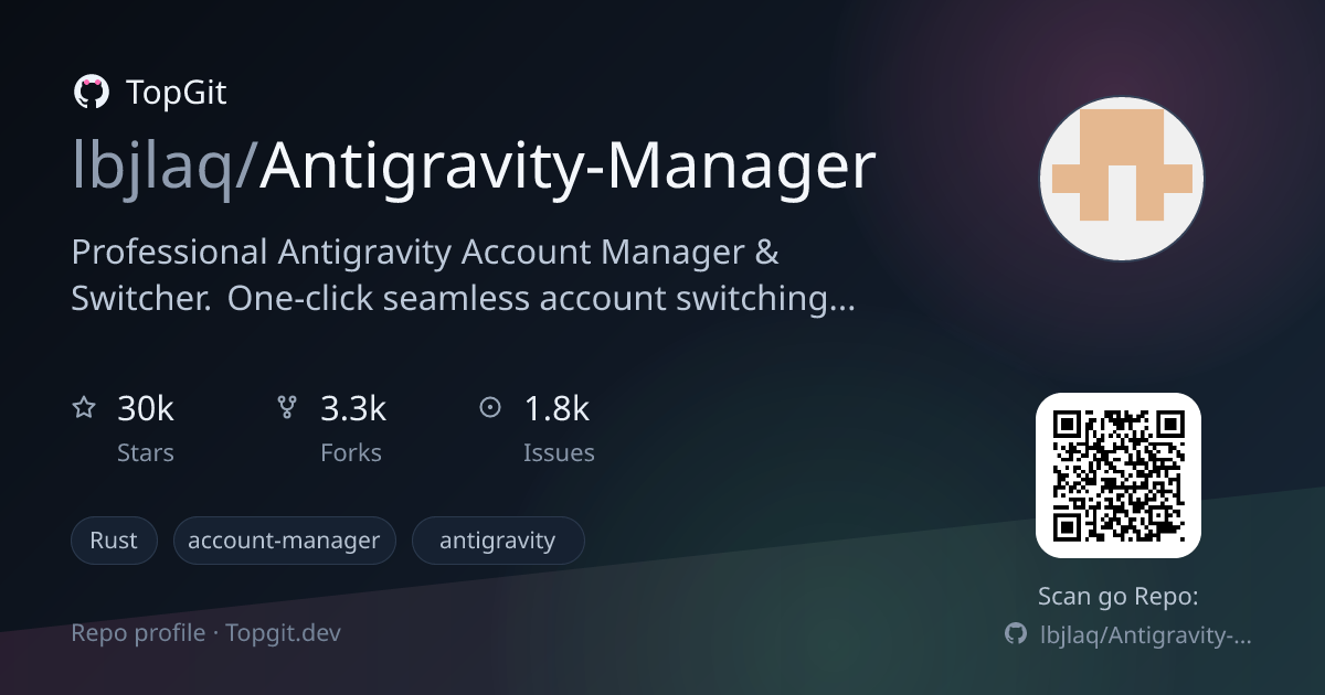 TopGit repo profile image for lbjlaq/Antigravity-Manager