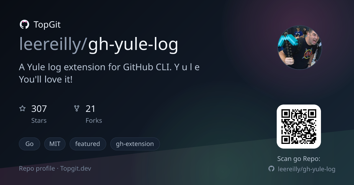 TopGit repo profile image for leereilly/gh-yule-log