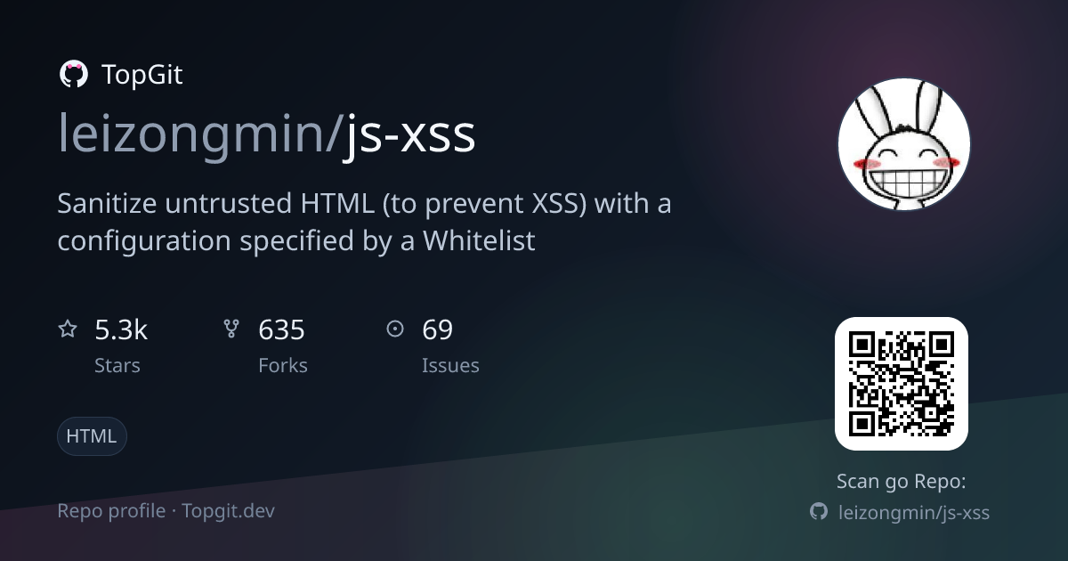 TopGit repo profile image for leizongmin/js-xss