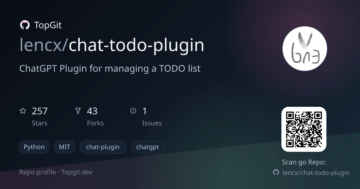 TopGit repo profile image for lencx/chat-todo-plugin