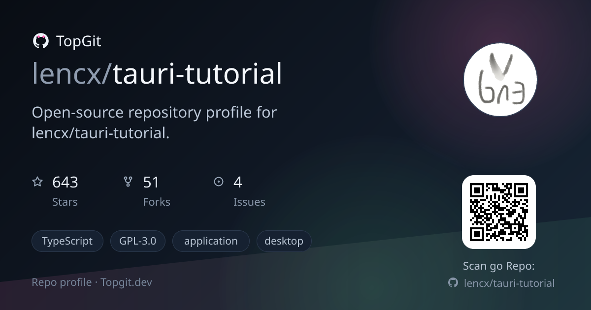TopGit repo profile image for lencx/tauri-tutorial
