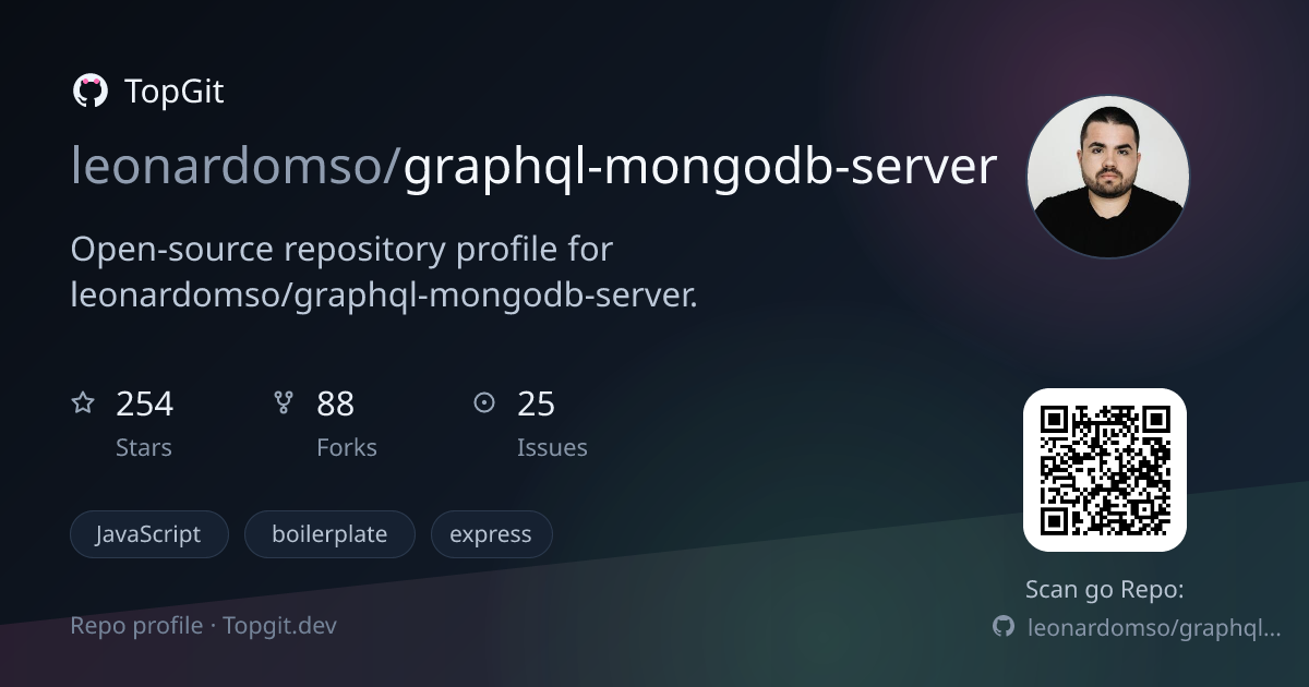 TopGit repo profile image for leonardomso/graphql-mongodb-server