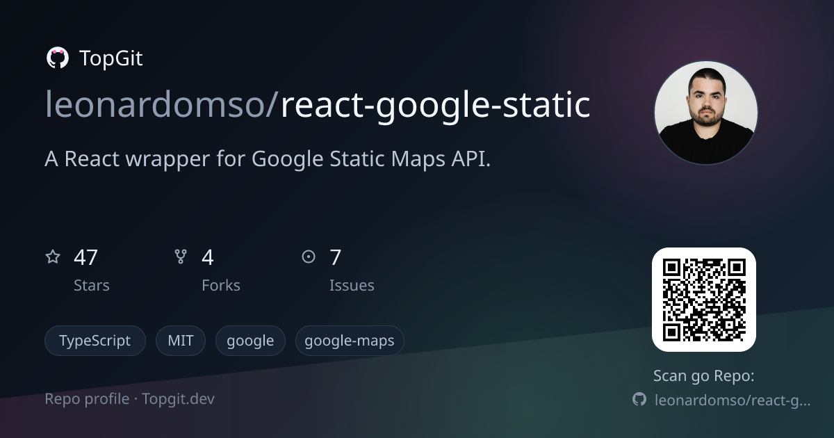 TopGit repo profile image for leonardomso/react-google-static