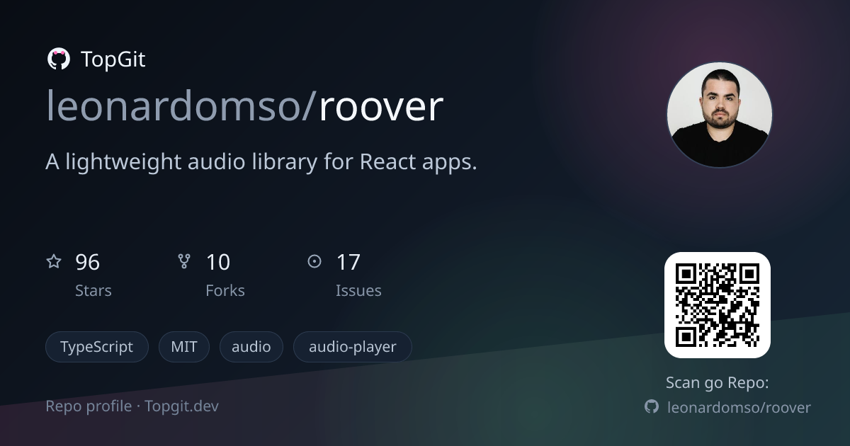TopGit repo profile image for leonardomso/roover