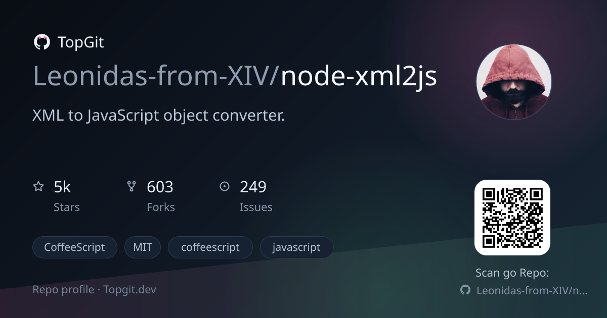 TopGit repo profile image for Leonidas-from-XIV/node-xml2js