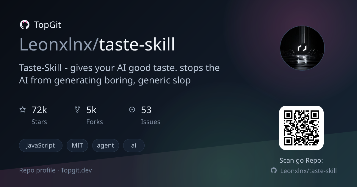 TopGit repo profile image for Leonxlnx/taste-skill