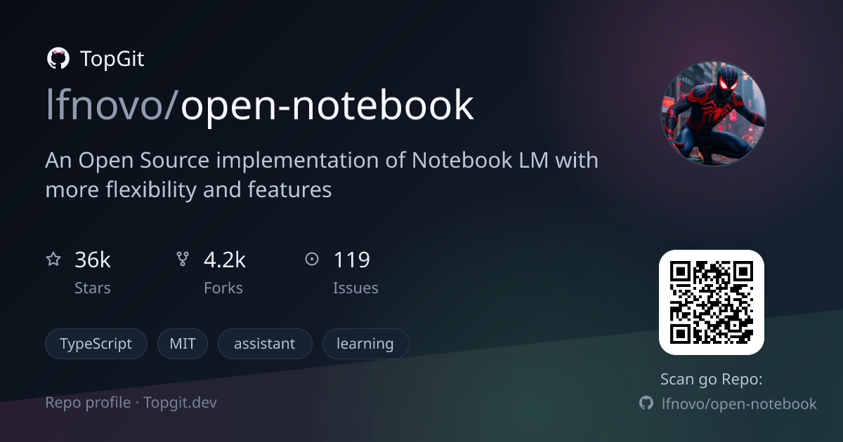 TopGit repo profile image for lfnovo/open-notebook