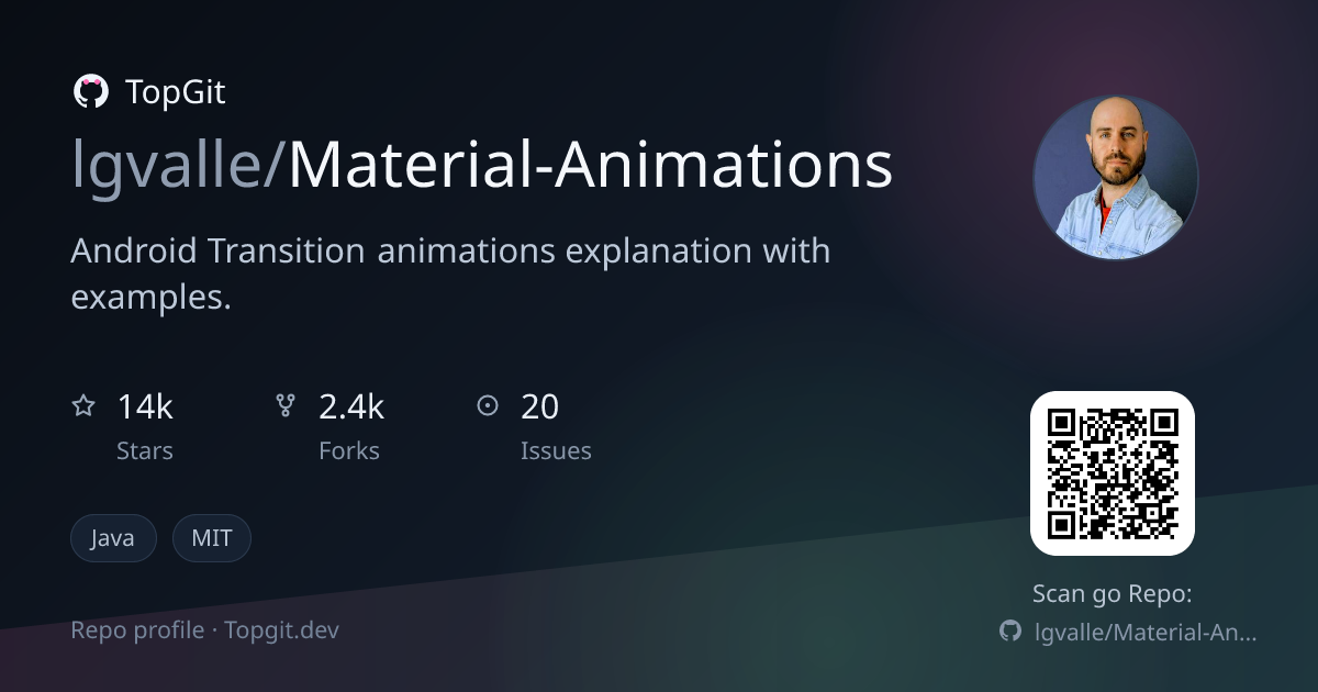 TopGit repo profile image for lgvalle/Material-Animations