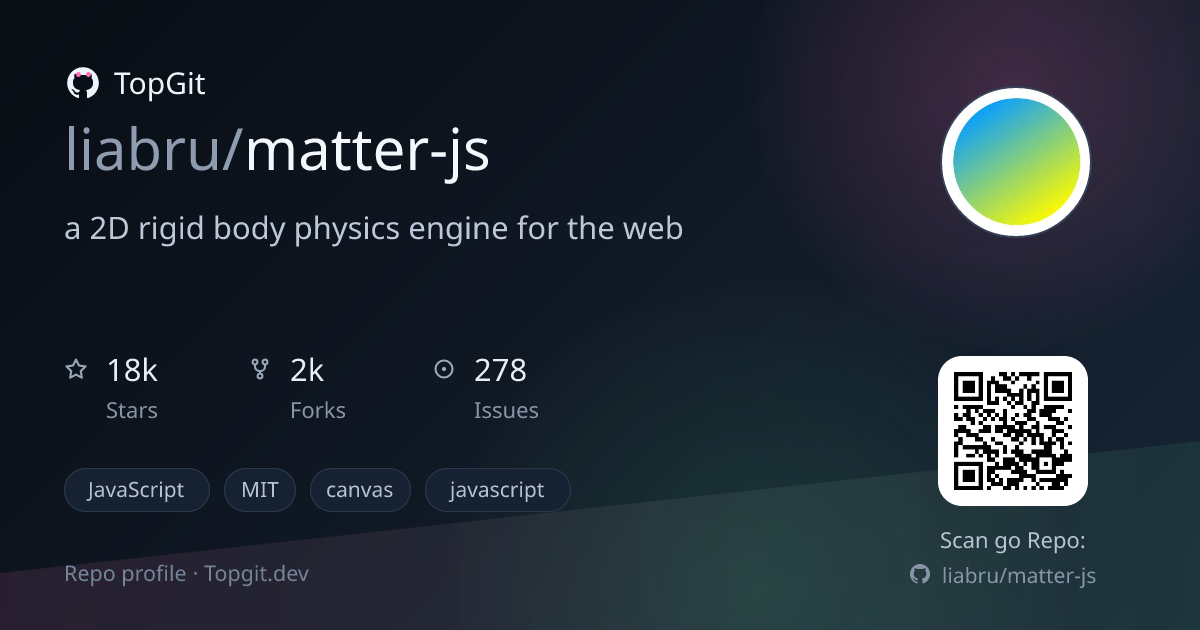 TopGit repo profile image for liabru/matter-js