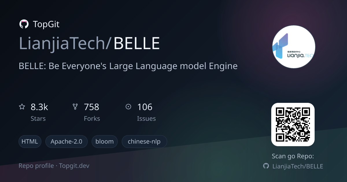 TopGit repo profile image for LianjiaTech/BELLE