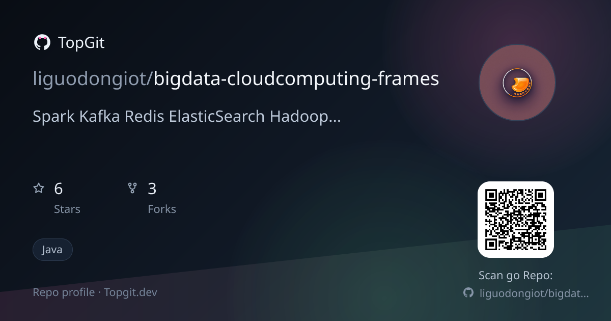 TopGit repo profile image for liguodongiot/bigdata-cloudcomputing-frames