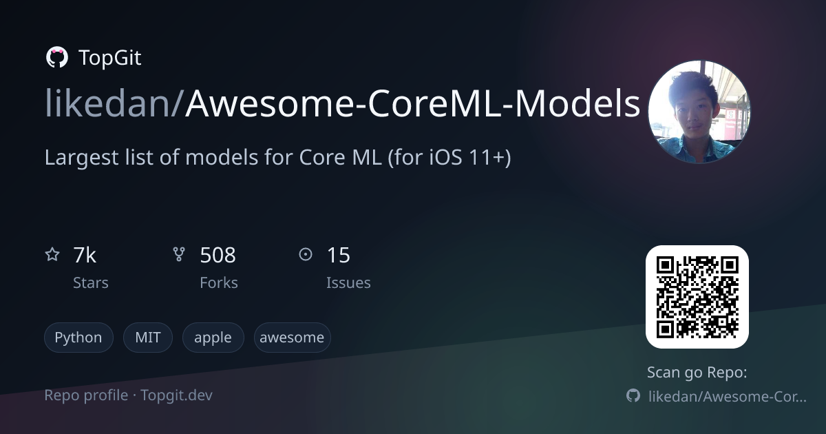 TopGit repo profile image for likedan/Awesome-CoreML-Models