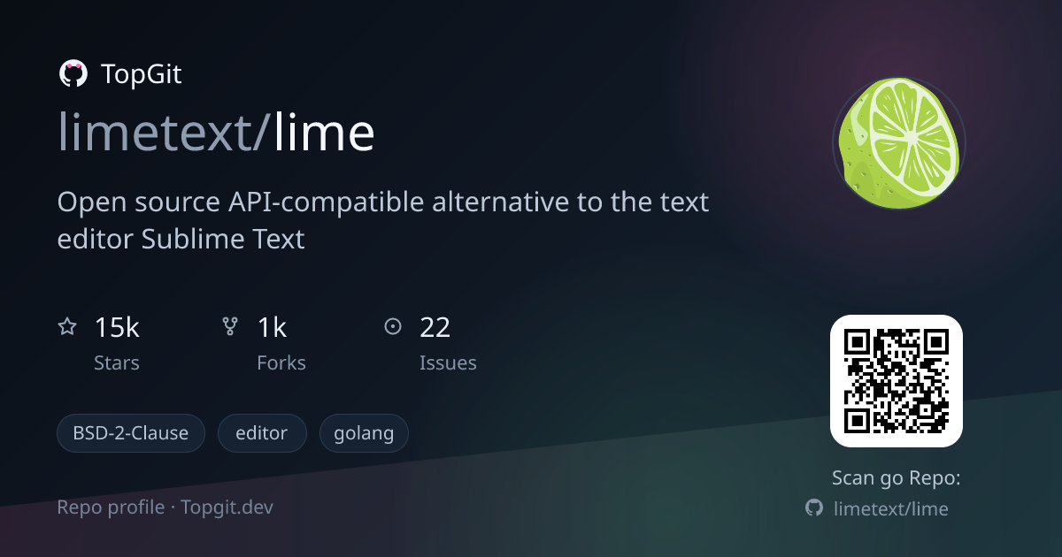 TopGit repo profile image for limetext/lime