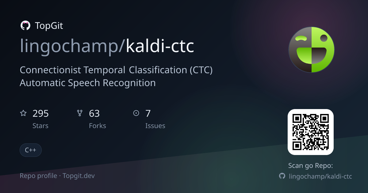 TopGit repo profile image for lingochamp/kaldi-ctc