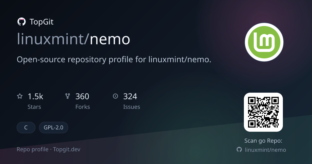 TopGit repo profile image for linuxmint/nemo