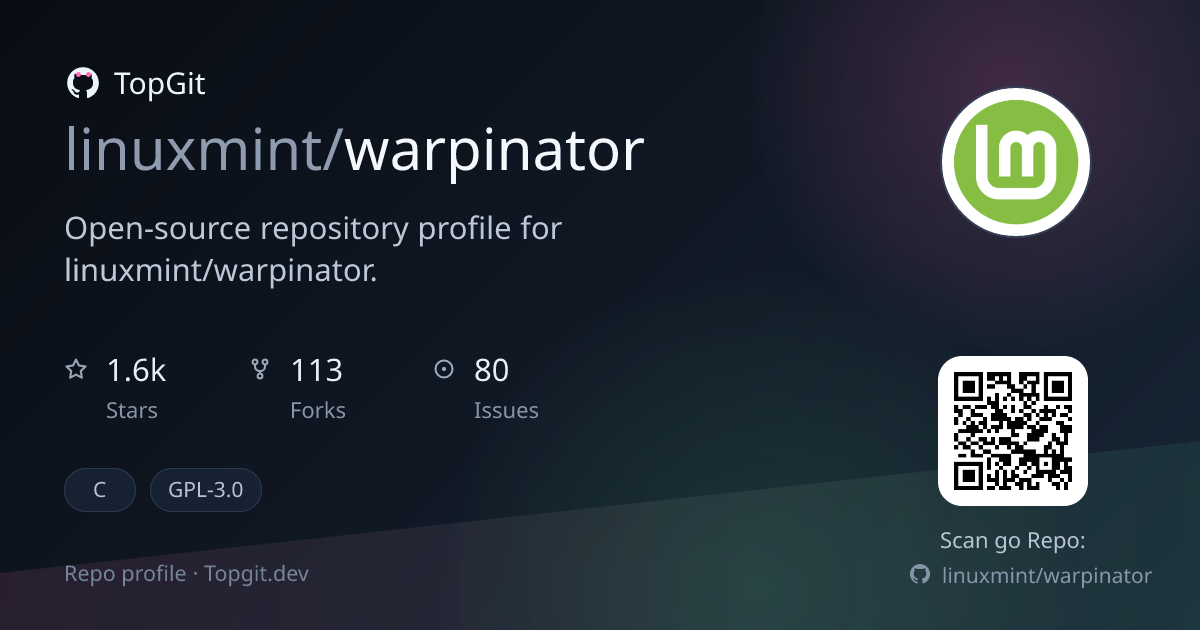 TopGit repo profile image for linuxmint/warpinator