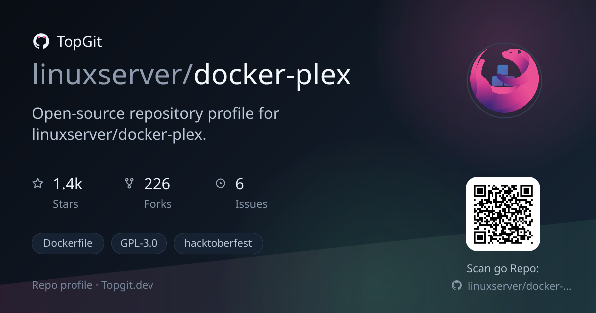 TopGit repo profile image for linuxserver/docker-plex
