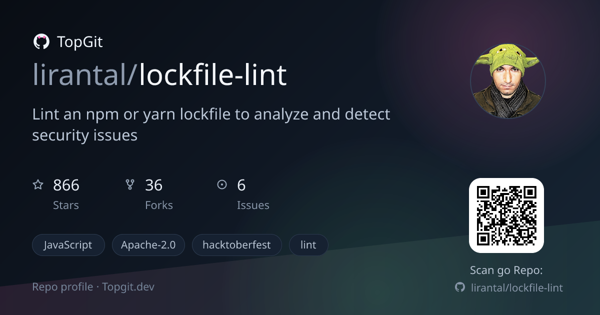 TopGit repo profile image for lirantal/lockfile-lint