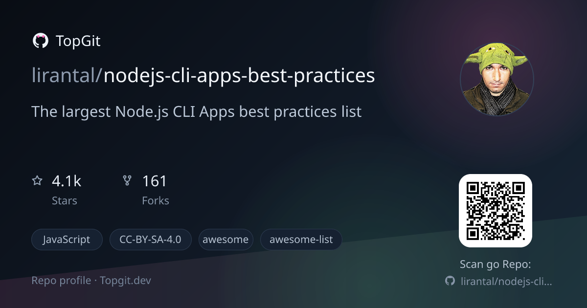 TopGit repo profile image for lirantal/nodejs-cli-apps-best-practices