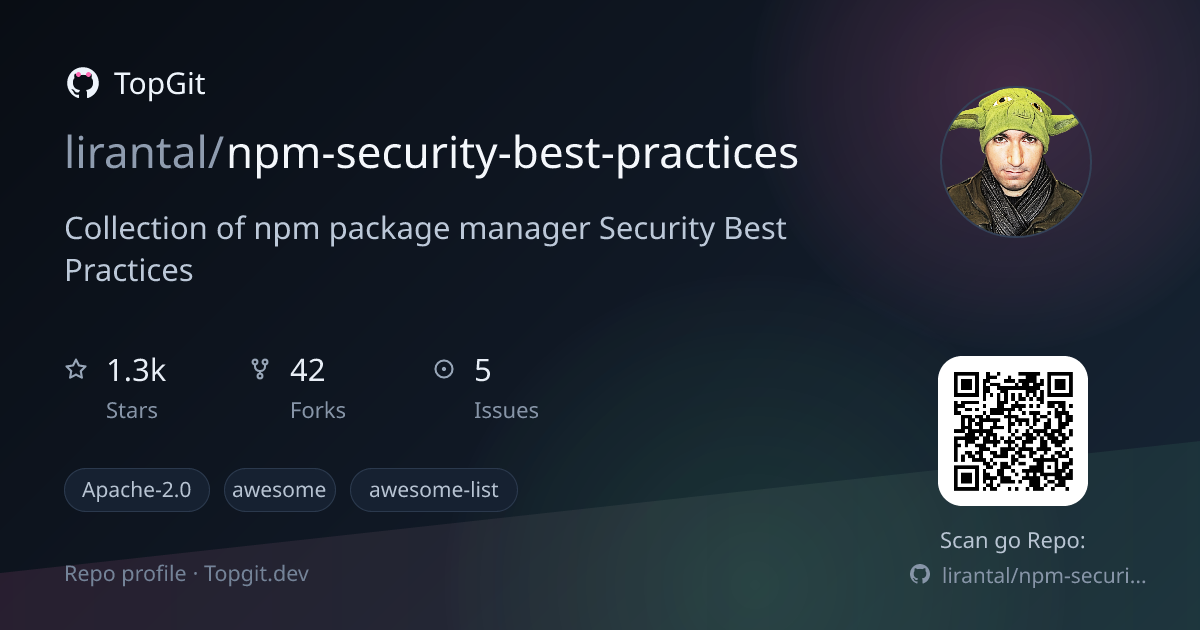 TopGit repo profile image for lirantal/npm-security-best-practices