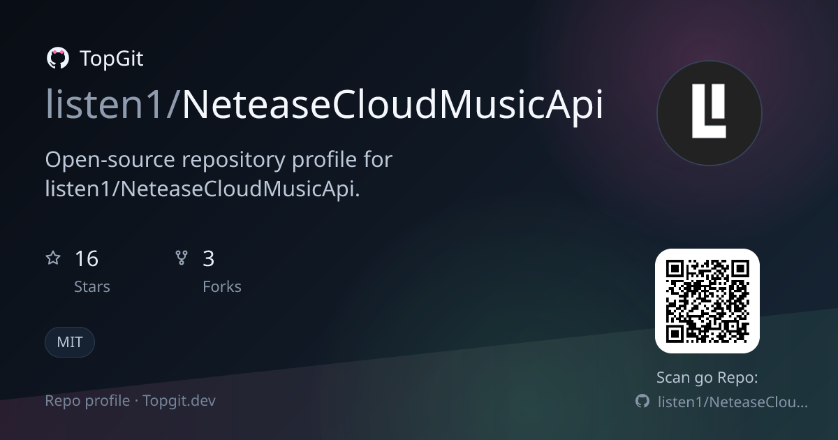 TopGit repo profile image for listen1/NeteaseCloudMusicApi