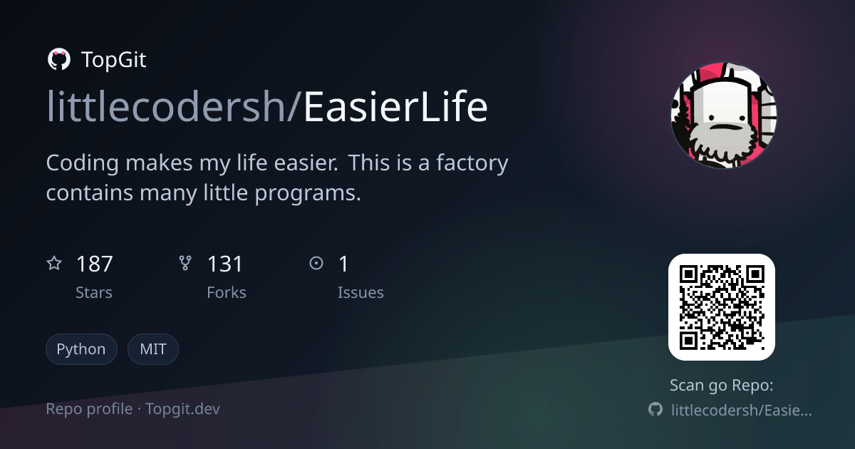 TopGit repo profile image for littlecodersh/EasierLife
