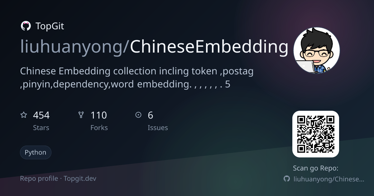 TopGit repo profile image for liuhuanyong/ChineseEmbedding
