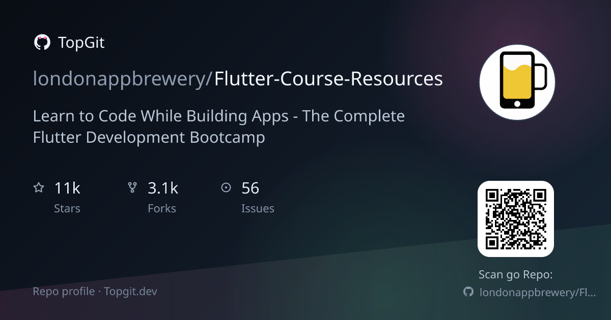 TopGit repo profile image for londonappbrewery/Flutter-Course-Resources