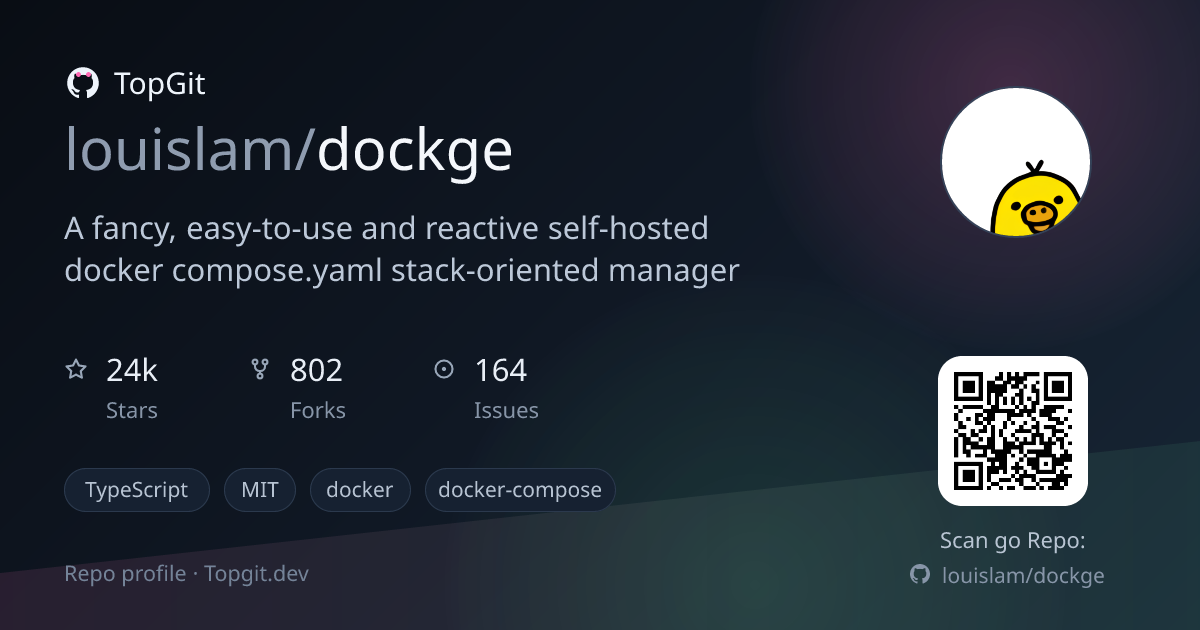 TopGit repo profile image for louislam/dockge