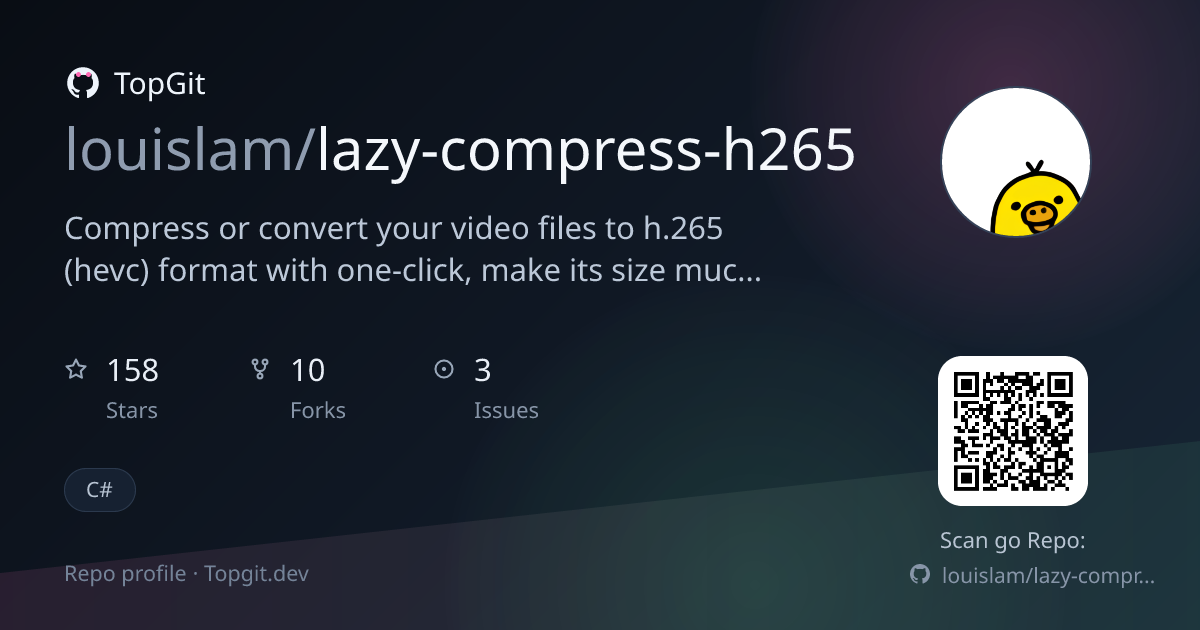 TopGit repo profile image for louislam/lazy-compress-h265