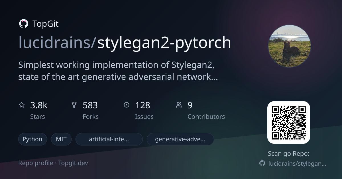TopGit repo profile image for lucidrains/stylegan2-pytorch