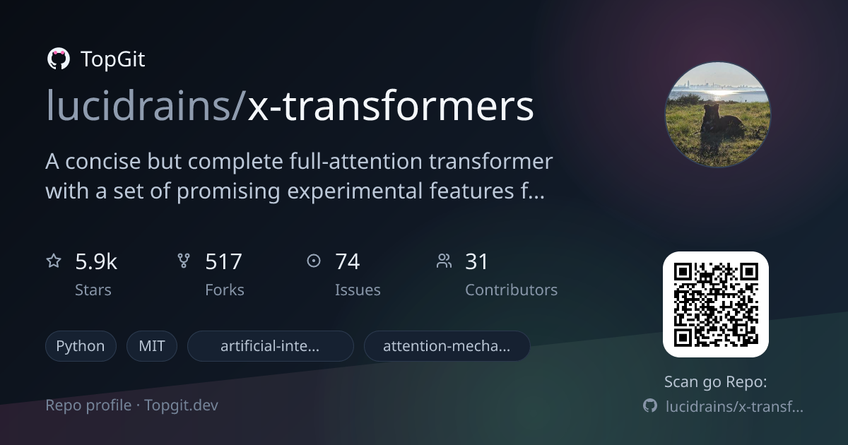 TopGit repo profile image for lucidrains/x-transformers